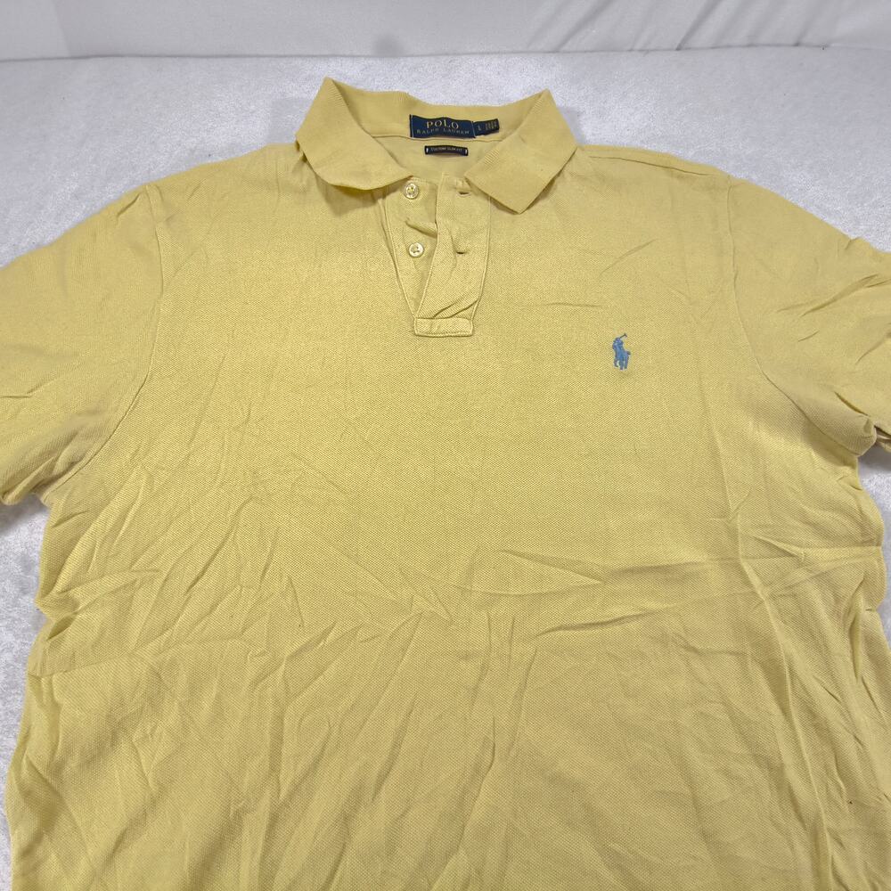 Polo Ralph Lauren Custom Slim Fit Collared Polo Shirt Mens Size Large L Yellow
